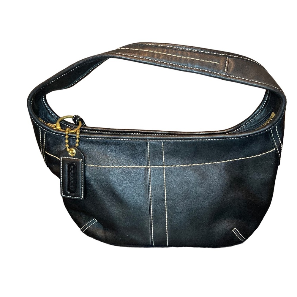 Vintage Coach Small Black Leather Hobo